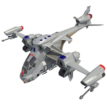 Spaceship 3D rendering model on white background