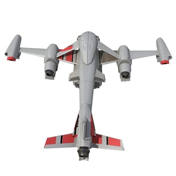 Spaceship 3D rendering model on white background