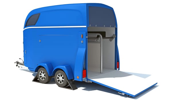 Horse Transport Trailer 3D rendering model on white background