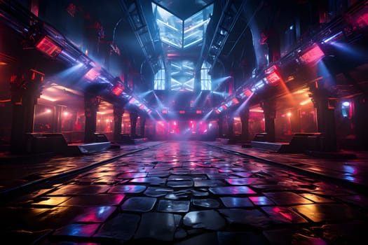 The neon lights of a Cyberpunk nightclub dance in the dark rythmic. Alien Light Distortion Glow paints the floor with electric movement. A sensory symphony where technology and humans come together.