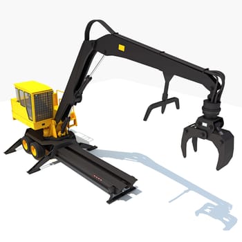 Forest Machine Loader 3D rendering model on white background