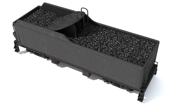 Railway Coal Carrying Car for Steam Train 3D rendering model