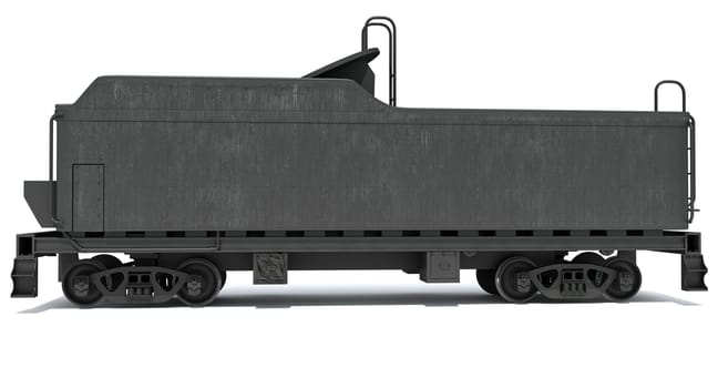 Railway Coal Carrying Car for Steam Train 3D rendering model