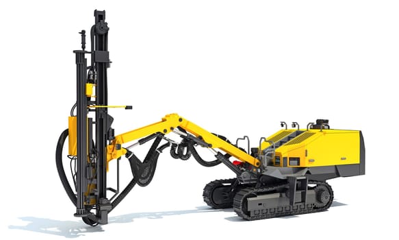 Surface Drilling Rig heavy construction machinery 3D rendering model on white background