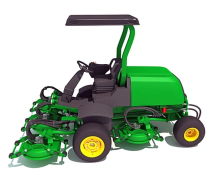 Lawn Mower farm equipment 3D rendering model on white background