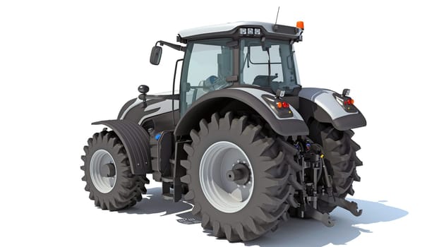 Farm Tractor 3D rendering model on white background