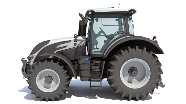 Farm Tractor 3D rendering model on white background