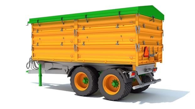 Farm Trailer 3D rendering model on white background
