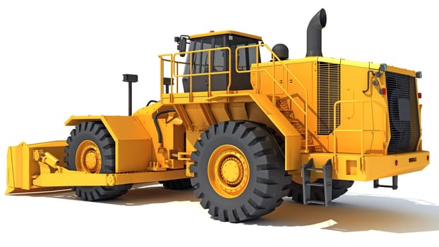 Wheel Dozer heavy construction machinery 3D rendering model on white background