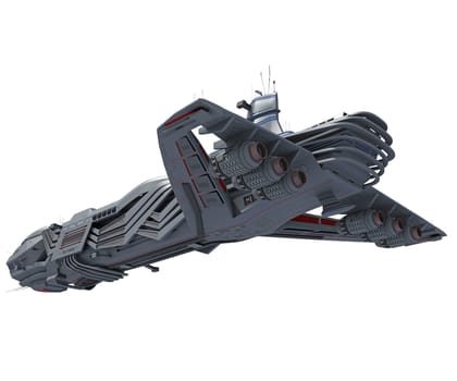 Spaceship 3D rendering model on white background