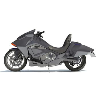 Motorcycle 3D rendering model on white background