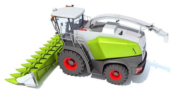 Combine Harvester 3D rendering model on white background