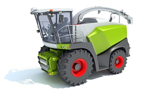 Farm Combine Harvester 3D rendering model on white background