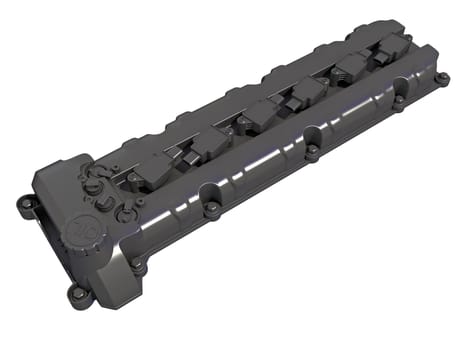 Engine Valve Cover vehicle parts 3D rendering model on white background