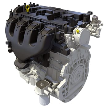 Car Engine 3D rendering model on white background