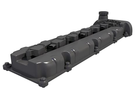 Engine Valve Cover vehicle parts 3D rendering model on white background