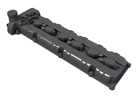 Engine Valve Cover vehicle parts 3D rendering model on white background