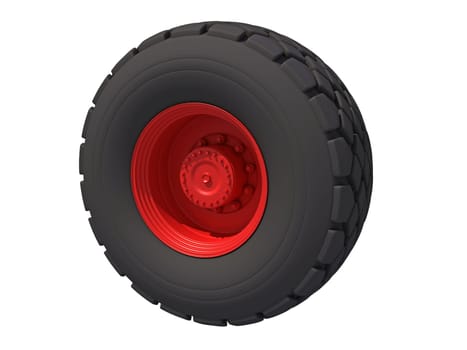 Truck Wheel 3D rendering model on white background