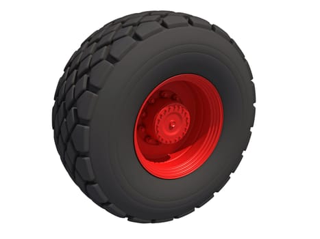 Truck Wheel 3D rendering model on white background