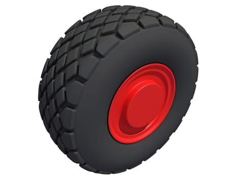 Truck Wheel 3D rendering model on white background