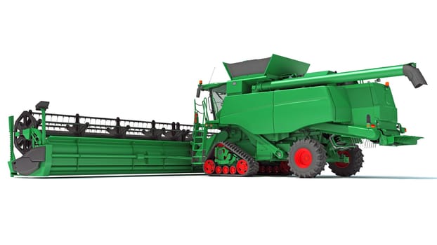 Combine Harvester 3D rendering model on white background