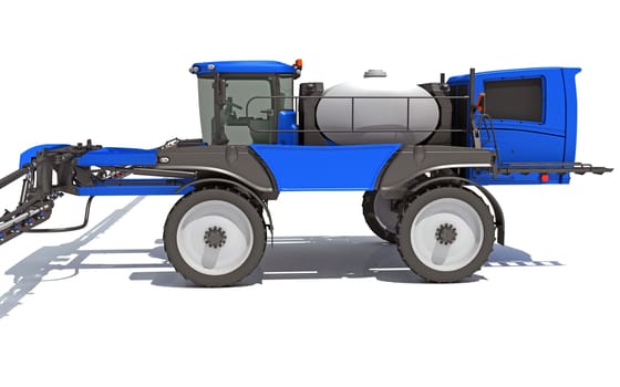 Front Boom Sprayer farm equipment 3D rendering model on white background
