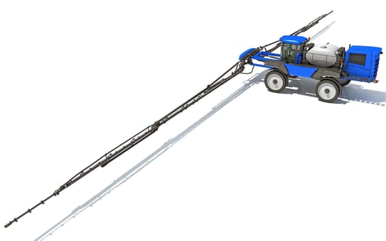 Front Boom Sprayer farm equipment 3D rendering model on white background