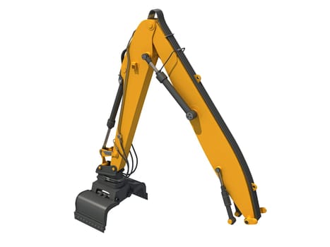 Backhoe Loader Attachment heavy construction machinery 3D rendering model on white background