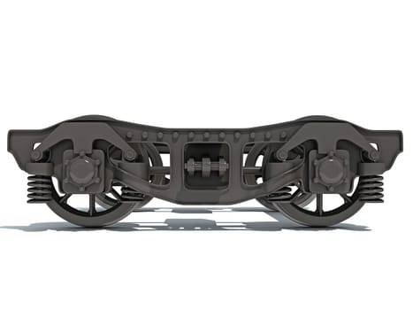Train Wheels Bogie 3D rendering model on white background