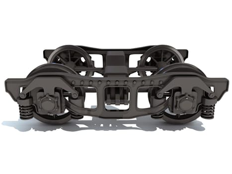Train Wheels Bogie 3D rendering model on white background