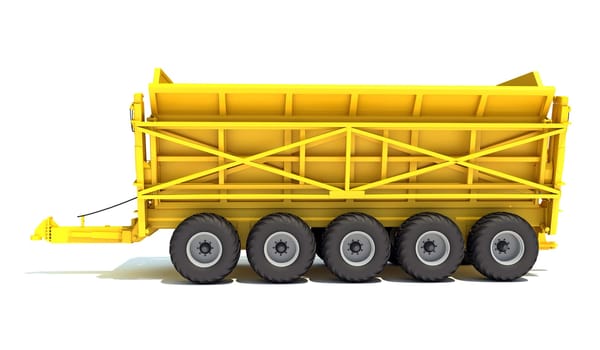 Farm Trailer farm equipment 3D rendering model on white background