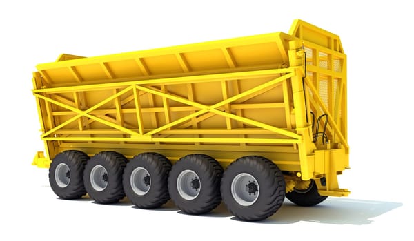 Farm Trailer farm equipment 3D rendering model on white background