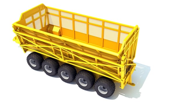 Farm Trailer farm equipment 3D rendering model on white background