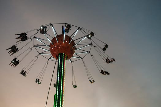 Malaysia - July 27 2023: Euro Fun Park Swing Ride
