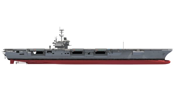 Aircraft carrier military warship, navy 3D rendering model