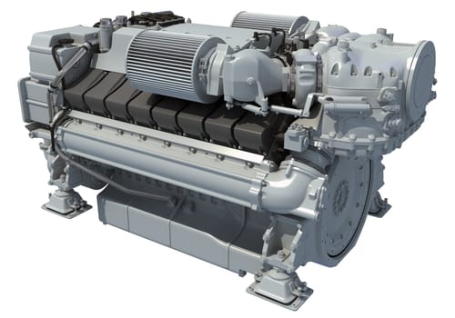V16 Yacht and Ship Engine 3D rendering model