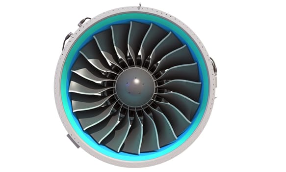 Aircraft Turbofan Engine 3D rendering model