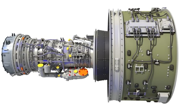 Aircraft Turbofan Engine 3D rendering model