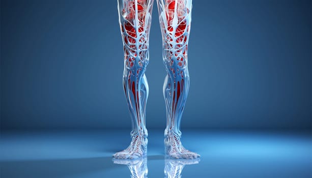 Anatomical Human head and shoulders. Demonstrating the muscles and ligaments of a human being. Image is on blue background. Mannequin anatomy internal organs, x ray,model for medical healthcare 3D Copy space