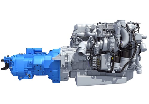 Truck Engine 3D rendering model on white background