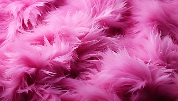 Pink fur texture top view. Coral fluffy fabric coat background. Winter fashion color trends feminine flat lay, female blog backdrop for text signs design. Girly abstract wallpaper, textile surface. beauty