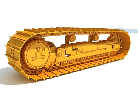 Excavator Track 3D rendering model on white background