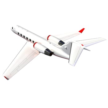 Aircraft 3D rendering model airplane on white background