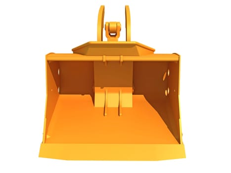 Excavator Bucket heavy construction machinery 3D rendering on white background