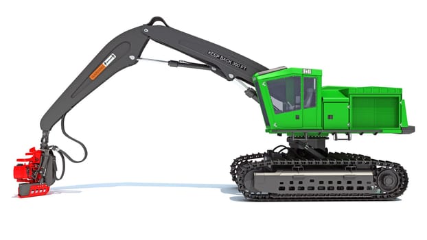 Forest Machine Loader heavy construction machinery 3D rendering model on white background
