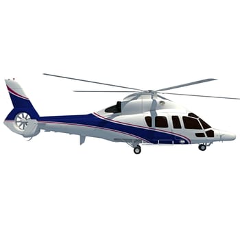 Helicopter 3D rendering model on white background