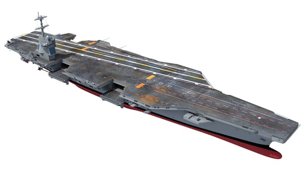 Aircraft carrier military warship, navy 3D rendering model ship