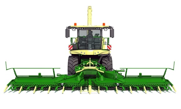 Combine Harvester farm equipment 3D rendering model on white background