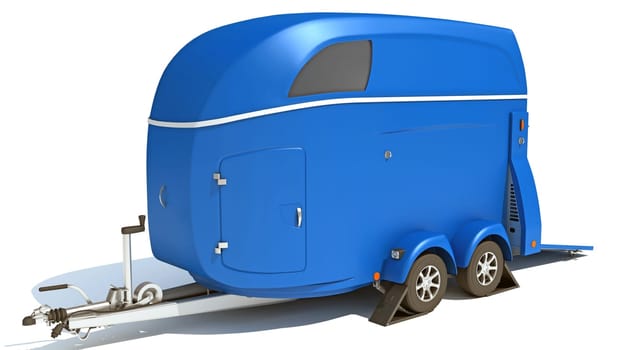 Horse Transport Trailer 3D rendering model on white background