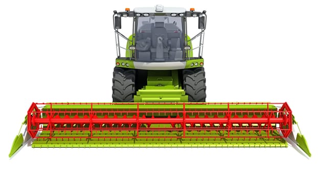 Combine Harvester farm equipment 3D rendering model on white background
